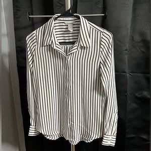 H&M black and white stripe women’s dress shirt.